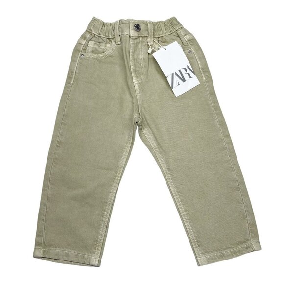 NWT Zara Straight Leg Jeans 12-18 mos Tan Cotton Denim - Picture 1 of 9